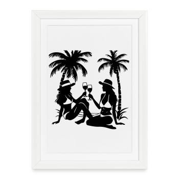 Palmiers de fête pour filles - Affiche encadrée (27 × 37 cm) - blanc - Devant