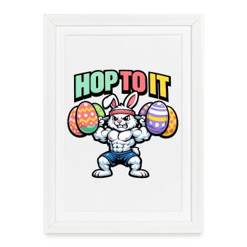 Pumpernickel Fitness Lapin - Affiche encadrée (27 × 37 cm) - blanc - Devant