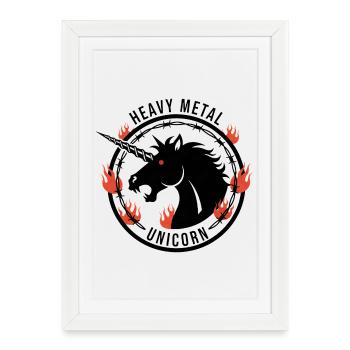Heavy Metal Unicorn - Gothic Einhorn - Framed poster (27 × 37 cm) - white - Front