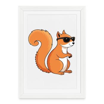 Chic Squirrel Sunglasses - Framed poster (27 × 37 cm) - white - Front