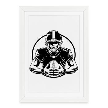 Silhouette de l’homme de football américain - Affiche encadrée (27 × 37 cm) - blanc - Devant