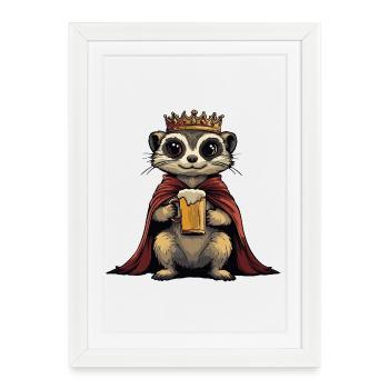 Le roi de la bière suricate - Affiche encadrée (27 × 37 cm) - blanc - Devant