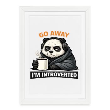 Tet-shirt café panda Introvert - Affiche encadrée (27 × 37 cm) - blanc - Devant