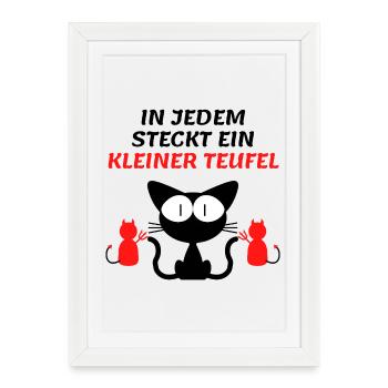 Chat - Affiche encadrée (27 × 37 cm) - blanc - Devant