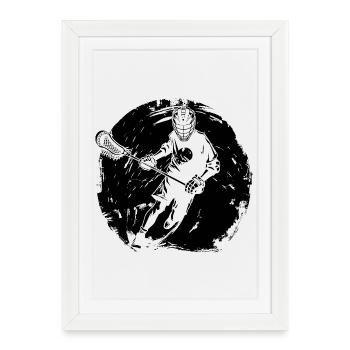 Tirage au sort des joueurs de crosse - Affiche encadrée (27 × 37 cm) - blanc - Devant