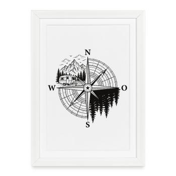 Chemise de camping caravane pour les amateurs de caravanes - Affiche encadrée (27 × 37 cm) - blanc - Devant