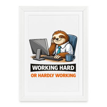 Paresseux au bureau : Mème du travail dur - Affiche encadrée (27 × 37 cm) - blanc - Devant