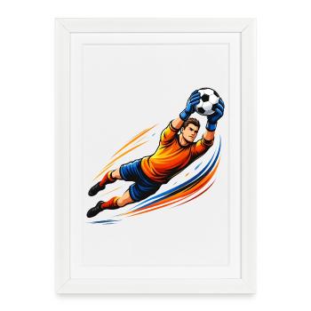 Gardien de but Maillot de gardien de football sauve Soccer - Affiche encadrée (27 × 37 cm) - blanc - Devant