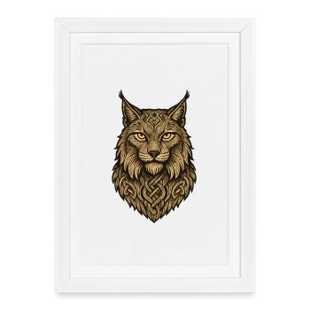 Tête de loup avec ruban celtique - Affiche encadrée (27 × 37 cm) - blanc - Devant