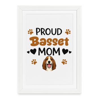 Fière maman basset, basset hound - Affiche encadrée (27 × 37 cm) - blanc - Devant