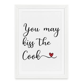Embrassez le cuisinier - Affiche encadrée (27 × 37 cm) - blanc - Devant