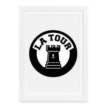 Logo La Tour Pièce d'Échecs Style Emblème Cercle - Affiche encadrée (27 × 37 cm) - blanc - Devant