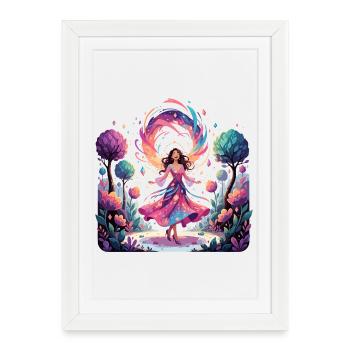 Princesse danseuse de rêves du Monde Magique Coloré - Affiche encadrée (27 × 37 cm) - blanc - Devant