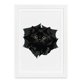 Black Cat by Clipped Edge - Framed poster (27 × 37 cm) - white - Front