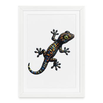 Escalade de gecko - Affiche encadrée (27 × 37 cm) - blanc - Devant