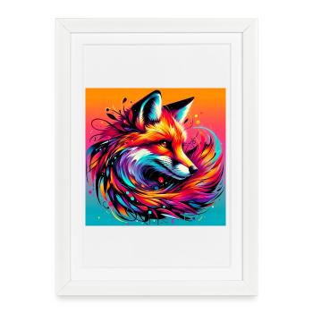Renard - Affiche encadrée (27 × 37 cm) - blanc - Devant