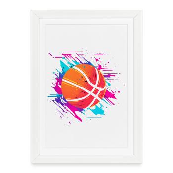 Basket-ball Synthwave - Affiche encadrée (27 × 37 cm) - blanc - Devant