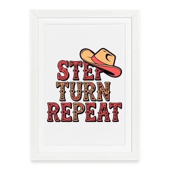 Line Dance Step Turn Repeat - Framed poster (27 × 37 cm) - white - Front