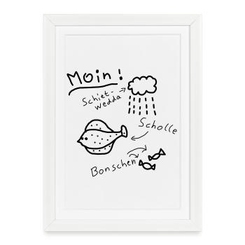 Moin North German Typical Low German - Framed poster (27 × 37 cm) - white - Front