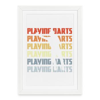 Play Darts Vintage Look - Affiche encadrée (27 × 37 cm) - blanc - Devant