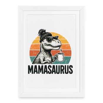 Mamasaurus Mom Mom Gift Idea Humor Funny - Framed poster (27 × 37 cm) - white - Front