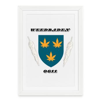 Weedbaden 0611 – Wiesbaden Cannabis Wappen Design - Framed poster (27 × 37 cm) - white - Front
