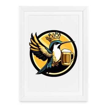 Bière Colibri Oiseau Drôle - Affiche encadrée (27 × 37 cm) - blanc - Devant