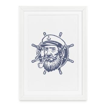 Capitaine Gouvernail Batelier Marin Marin - Affiche encadrée (27 × 37 cm) - blanc - Devant