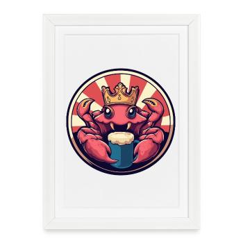 Bière crabe crabe drôle - Affiche encadrée (27 × 37 cm) - blanc - Devant