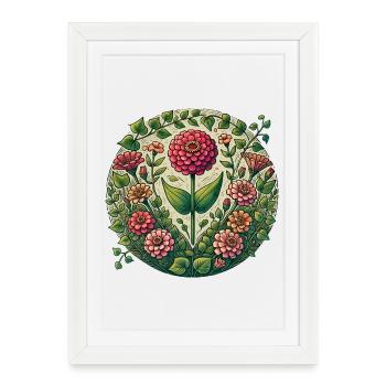 Circular Dahlia Garden - Framed poster (27 × 37 cm) - white - Front