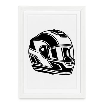 Casque de course - Affiche encadrée (27 × 37 cm) - blanc - Devant