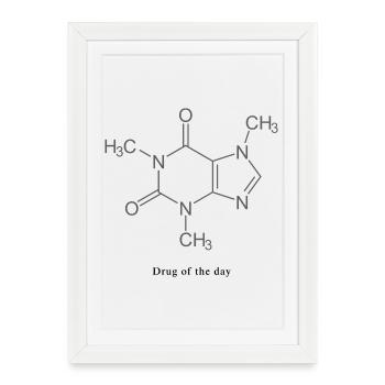 La drogue du jour - Café - Affiche encadrée (27 × 37 cm) - blanc - Devant