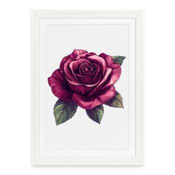 Illustration de la Fleur de Rose Sombre - Affiche encadrée (27 × 37 cm) - blanc - Devant