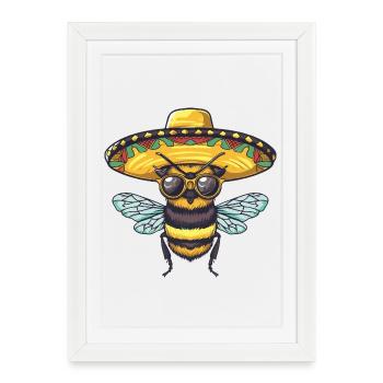 Sombrero Drôle d’Abeille - Affiche encadrée (27 × 37 cm) - blanc - Devant