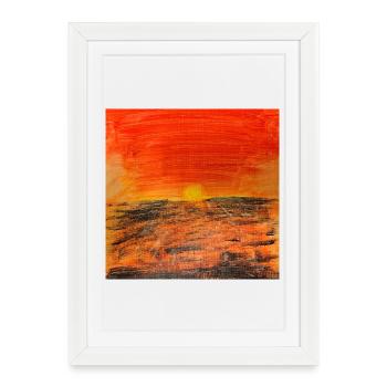 Coucher de soleil rouge feu - Affiche encadrée (27 × 37 cm) - blanc - Devant