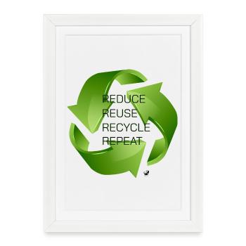 Three green recycling arrows illustration - Framed poster (27 × 37 cm) - white - Front