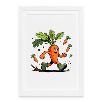 Jardinier carotte dynamique fun - Affiche encadrée (27 × 37 cm) - blanc - Devant