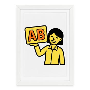 Enseignant à l’école primaire ABC Vector - Affiche encadrée (27 × 37 cm) - blanc - Devant