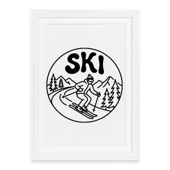 ski - Affiche encadrée (27 × 37 cm) - blanc - Devant