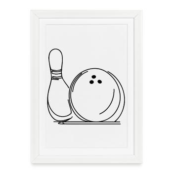 Boule et quille de bowling - Affiche encadrée (27 × 37 cm) - blanc - Devant