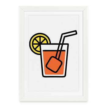 Vacances d’été aux filles avec cocktail à l’orange - Affiche encadrée (27 × 37 cm) - blanc - Devant
