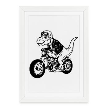 motorbike dino - Framed poster (27 × 37 cm) - white - Front