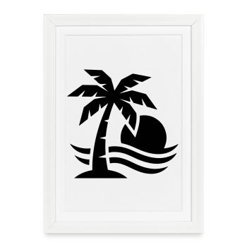 Palm Tree Beach Sun - Affiche encadrée (27 × 37 cm) - blanc - Devant
