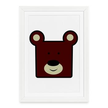 Reddish Brown Bear Head Minimal - Framed poster (27 × 37 cm) - white - Front