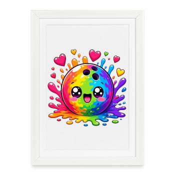 Colorful Color Splash Bowling Ball - Framed poster (27 × 37 cm) - white - Front