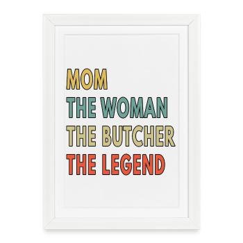 Maman Femme Boucher Légende Coupe-viande Drôle - Affiche encadrée (27 × 37 cm) - blanc - Devant