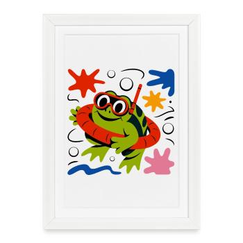 Grenouille avec des lunettes de plongée - Affiche encadrée (27 × 37 cm) - blanc - Devant
