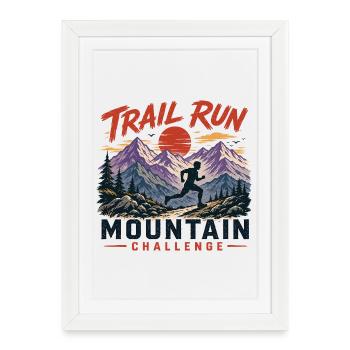 Trail Run - Mountain Challenge - Framed poster (27 × 37 cm) - white - Front