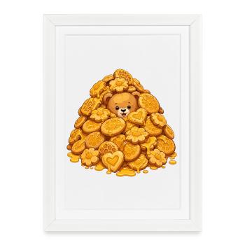 Camp des Ours Biscuits Or - Affiche encadrée (27 × 37 cm) - blanc - Devant
