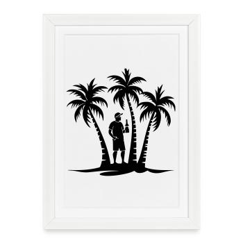 Palmiers pour fête de vacanciers - Affiche encadrée (27 × 37 cm) - blanc - Devant
